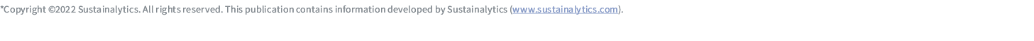 *Copyright ©2022 Sustainalytics. All rights reserved. This publication contains information developed by Sustainalyti...